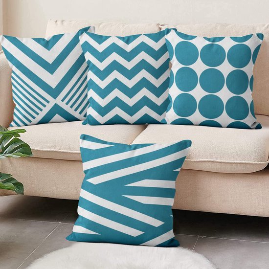 550x550-38751.jpg Unyqoos® Turquoise kussenslopen set van 4 met abstract geometrisch patroon voor diverse interieurs