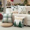 Unyqoos® Set van 4 decoratieve kerstkussenhoezen voor een feestelijke sfeer in huis