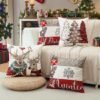 Unyqoos® Set van 4 decoratieve kerst kussenhoezen voor een feestelijk interieur