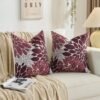 Unyqoos® Set van 2 Decoratieve Kussenslopen in Rood en Grijs met Bloemenmotief voor Binnen en Buiten