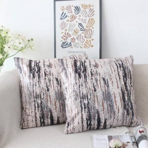 Unyqoos® Set van twee grijze fluwelen kussenhoezen met vintage uitstraling 40 x 40 cm