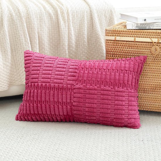 Unyqoos® Set van 2 decoratieve corduroy kussenslopen met streeppatroon voor elke woonruimte