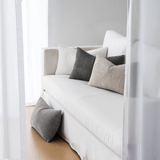Unyqoos® Set van 4 stijlvolle grijze kussenslopen voor bank, woonkamer en slaapkamer, 40 x 60 cm