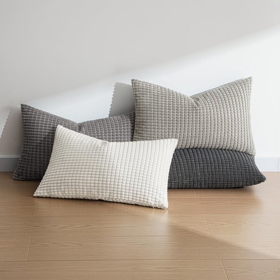 Unyqoos® Set van 4 stijlvolle grijze kussenslopen voor bank, woonkamer en slaapkamer, 40 x 60 cm