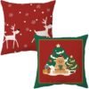 Unyqoos® Set van 2 decoratieve kerstkussenslopen met feestelijke patronen 45x45 cm
