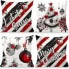 550x550-38925.jpg Unyqoos® Set van 4 stijlvolle kerstkussenslopen met klokken en bomen motief