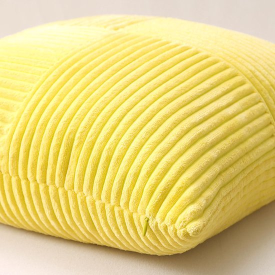 Unyqoos® Zachte gele corduroy kussensloop met gestreepte textuur voor interieurdecoratie