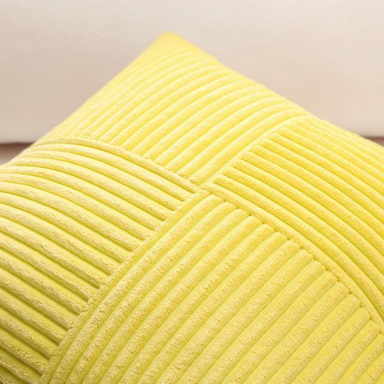 Unyqoos® Zachte gele corduroy kussensloop met gestreepte textuur voor interieurdecoratie
