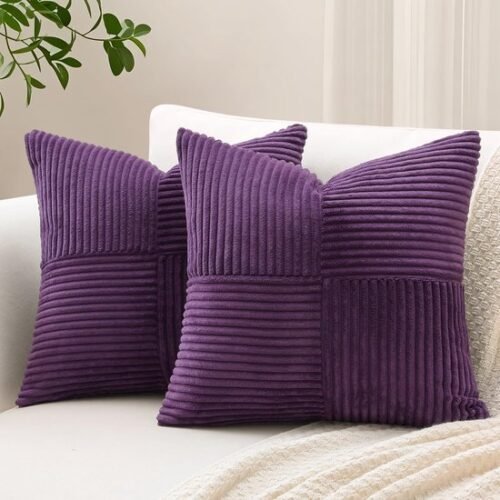 550x550-38949.jpg Unyqoos® Set van 2 Corduroy Kussenslopen met Uniek Gestreept Patchwork Design voor Diverse Interieurs