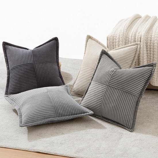 Unyqoos® Cordsfluwelen sierkussenslopen set van 4 in stijlvol grijs voor elke ruimte