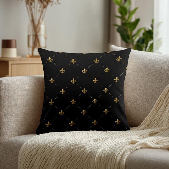 Unyqoos® Stijlvolle sierkussenhoezen met fleur de lis en bloemenmotief, set van 2