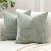 Unyqoos® Set van 2 stijlvolle corduroy kussenslopen met kruis strepen patroon voor decoratieve sierkussens