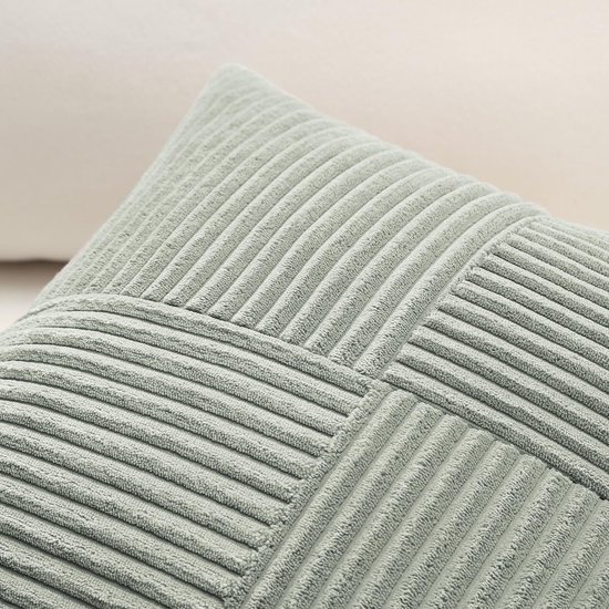 Unyqoos® Set van 2 stijlvolle corduroy kussenslopen met kruis strepen patroon voor decoratieve sierkussens