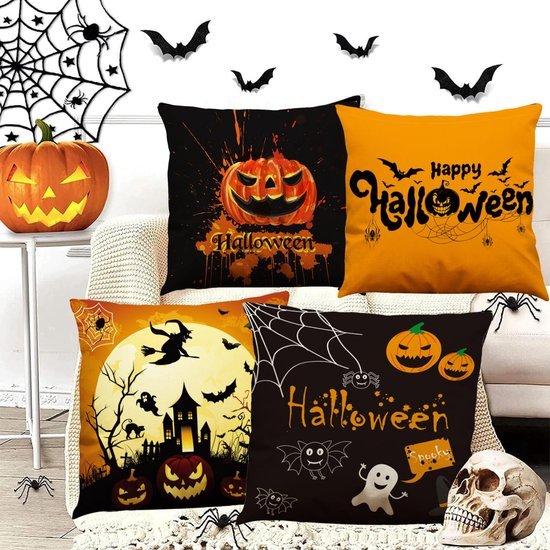 550x550-39020.jpg Unyqoos® Set van 4 Halloween Kussenslopen met Unieke Motieven voor Binnen en Buiten