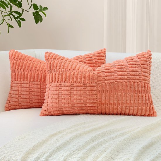 Unyqoos® Set van 2 decoratieve corduroy kussenslopen met gestreept patroon voor interieurdecoratie
