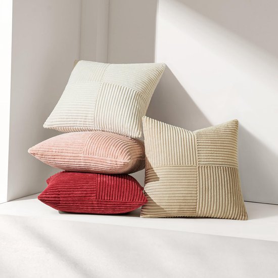 Unyqoos® Set van 2 stijlvolle kussenhoezen in boho-stijl van zacht corduroy voor bankdecoratie