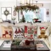 Unyqoos® Set van 4 decoratieve kussenslopen voor kerst in linnen stof 45x45 cm