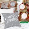 Unyqoos® Set van vier grijze kussenslopen met kerstmotief voor sfeervolle decoratie