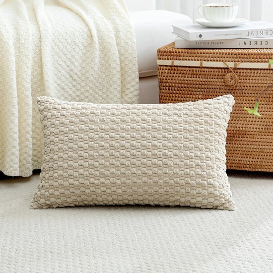 Unyqoos® Stijlvolle beige kussenhoes met 3D bubbeltextuur voor een boho uitstraling