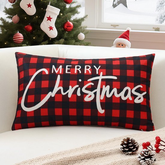 550x550-39238.jpg Unyqoos® Rode Kerstkussensloop 30x50 cm voor Sfeervolle Woonkamer of Slaapkamer