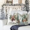 Unyqoos® Set van 4 decoratieve kussenslopen voor kerst in linnenmix 45 x 45 cm