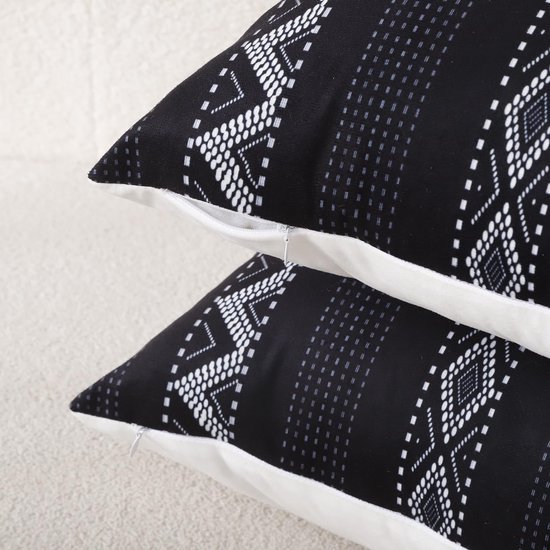 Unyqoos® Decoratieve Boho Kussenhoezen 45x45 cm in Wit en Zwart Gestreept Design voor Bank of Slaapkamer