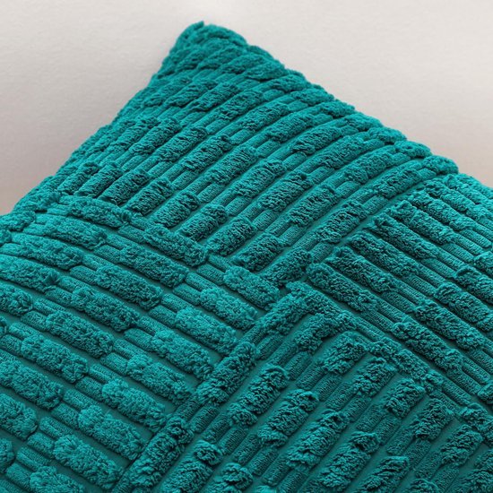 Unyqoos® Set van 2 stijlvolle corduroy kussenhoezen met boho patchwork design in strepenpatroon