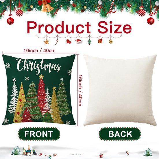 Unyqoos® Set van 2 decoratieve kussenhoezen voor sfeervolle kerstdecoratie in huis