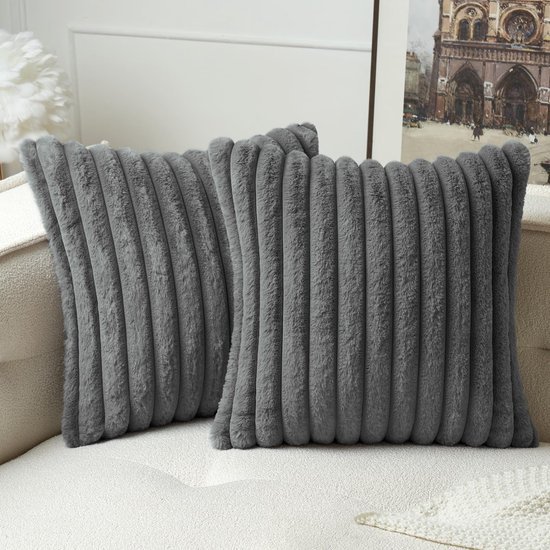 Unyqoos® Zachte fluwelen kussenslopen set van 2 voor bank en slaapkamer, 40 x 40 cm, grijs