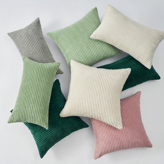 Unyqoos® Kussenslopen Set van 2 - Zacht Crème Fluweel met Gestreept Patroon, 40 x 80 cm, Decoratief Design