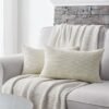 Unyqoos® Kussenslopen Set van 2 - Zacht Crème Fluweel met Gestreept Patroon, 40 x 80 cm, Decoratief Design
