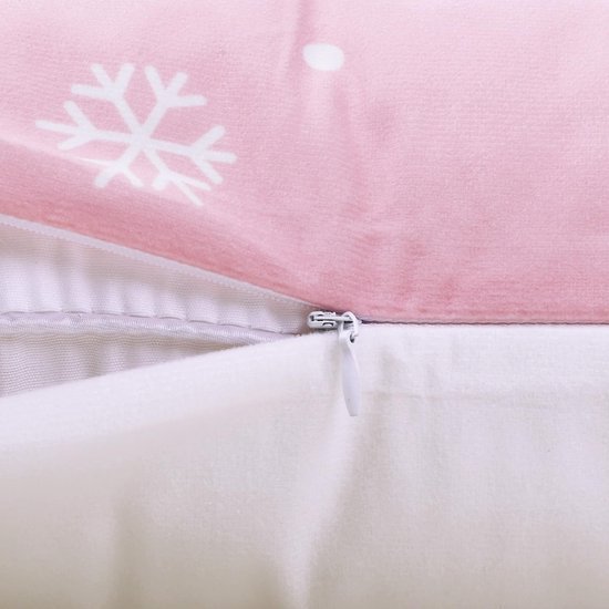 Unyqoos® Set van vier feestelijke roze kussenhoezen met winterse prints voor huisdecoratie