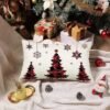 Unyqoos® Decoratieve linnen kussenhoes met kerstmotief en onzichtbare ritssluiting