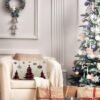 Unyqoos® Decoratieve linnen kussenhoes met kerstmotief en onzichtbare ritssluiting