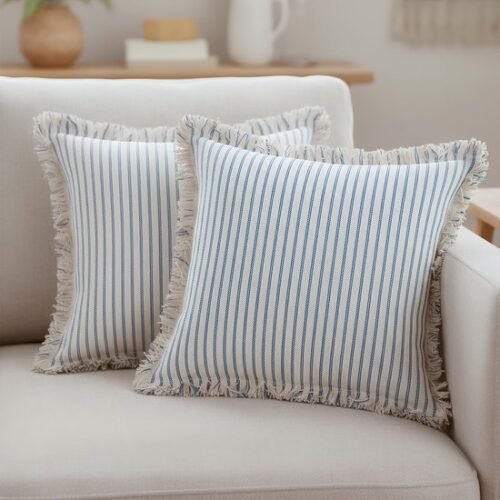 Unyqoos® Set van twee decoratieve kussenhoezen met boho strepen voor huisdecoratie