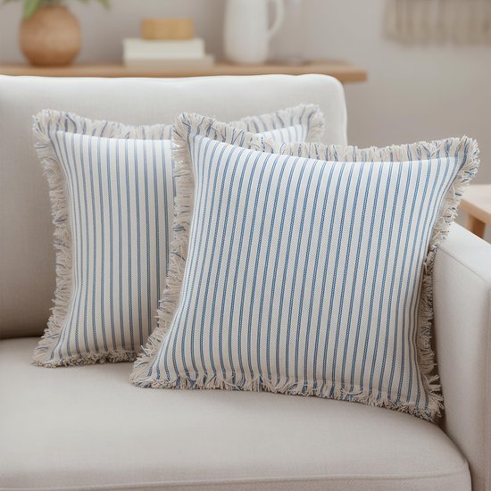 Unyqoos® Set van twee decoratieve kussenhoezen met boho strepen voor huisdecoratie
