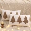 Unyqoos® Set van 2 winterse kussenhoezen met kerstmotief en borduurwerk