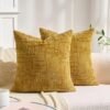 Unyqoos® Set van 2 gele kussenhoezen van chenille voor decoratieve doeleinden