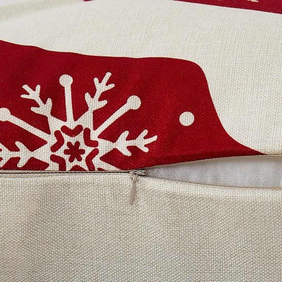 Unyqoos® Set van 4 rode kerstkussenhoezen met hertenpatroon voor feestelijke decoratie