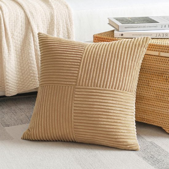 Unyqoos® Set van 2 luxe corduroy kussenslopen met elegant kruisstrepen patroon voor veelzijdige woondecoratie