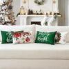 Unyqoos® Set van vier feestelijke kussenslopen met kerstkrans en klok ontwerp