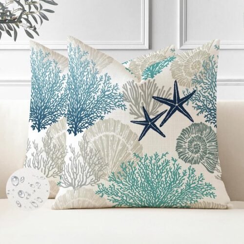 550x550-39584.jpg Unyqoos® Set van 2 decoratieve waterdichte kussenhoezen met maritiem zeesterontwerp