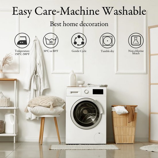 Unyqoos® Set van 4 decoratieve linnen kussenslopen met goudkleurig bloemenpatroon