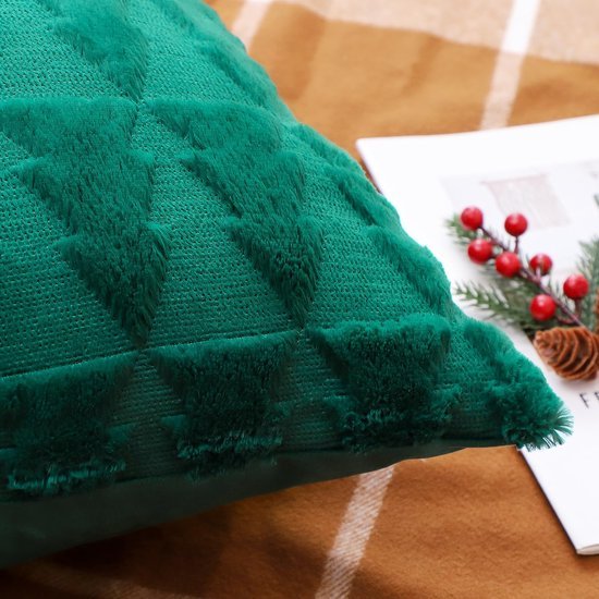 Unyqoos® Set van 2 luxe kussenhoezen met kerstboomontwerp voor woonkamer en slaapkamer