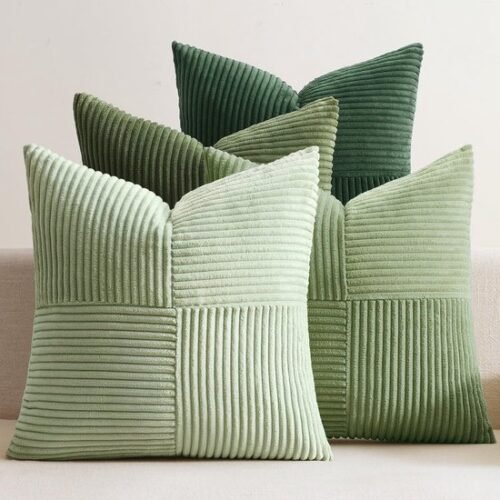 Unyqoos® Set van 4 decoratieve ribfluwelen kussenslopen in patchwork design voor thuis