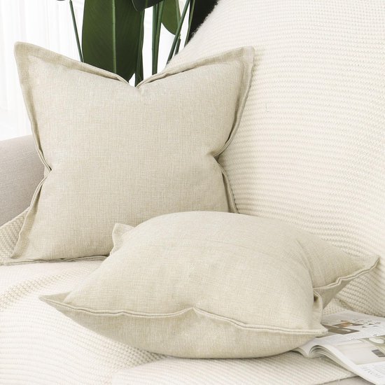 Unyqoos® Set van twee stijlvolle kussenslopen in taupe voor een rustieke uitstraling