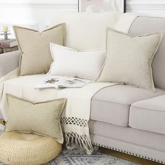 Unyqoos® Set van twee stijlvolle kussenslopen in taupe voor een rustieke uitstraling