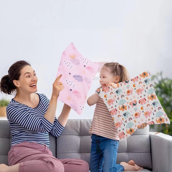 Unyqoos® Decoratieve kussenhoes voor kinderen met ritssluiting van biologisch katoen