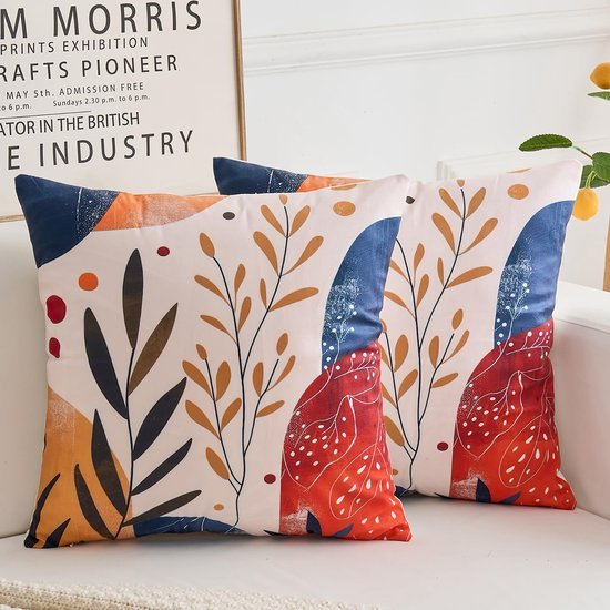 Unyqoos® Velvet Kussenhoes 45x45 Boho Abstracte Bladeren voor Binnen en Buiten Decoratie
