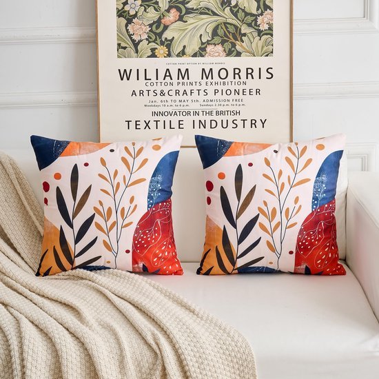 Unyqoos® Velvet Kussenhoes 45x45 Boho Abstracte Bladeren voor Binnen en Buiten Decoratie